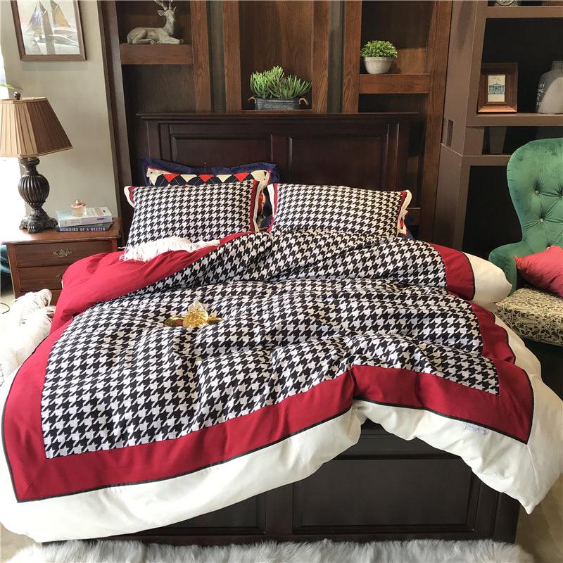 Classic Americana Elegance: Retro Cotton Bedding Set with Simple PatternsRetro red 1.5m suitable for quilt200x230 