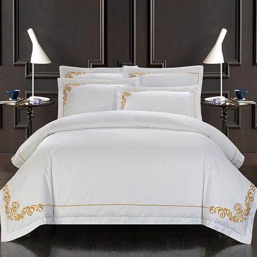 Timeless Elegance: Four-Piece Stylish White Pure Cotton Bedding Set1 Style 200x230cm 