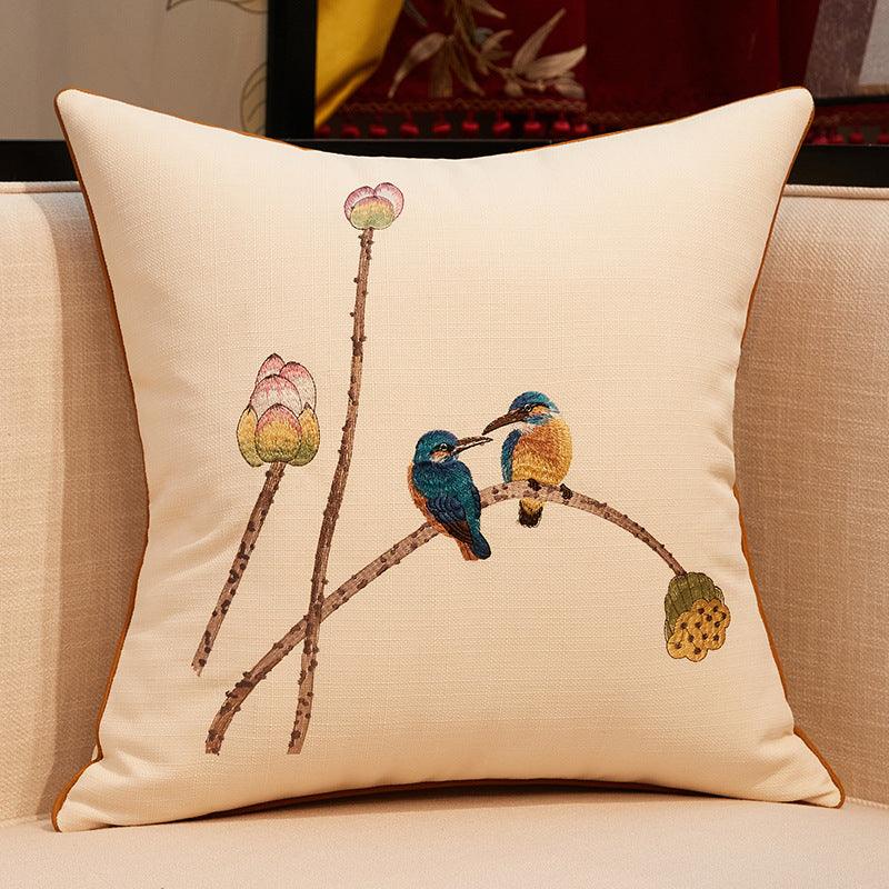 Chinese Style Embroidered Throw Pillow CoverWhite 45x45cm 