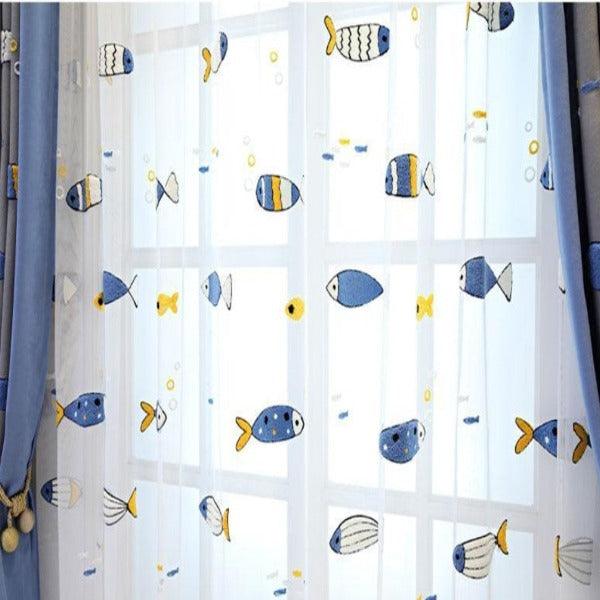 Coasta kids room custom made sheer curtain100 cm x 250 cm Pencil Pleat 