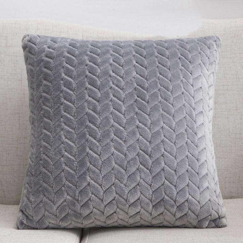 Cozy Flannel Solid Color Throw Pillow Sofa Cover - Nordic-Inspired Simple Style Cushion Cover for Chic ComfortGrey 45x45cm 