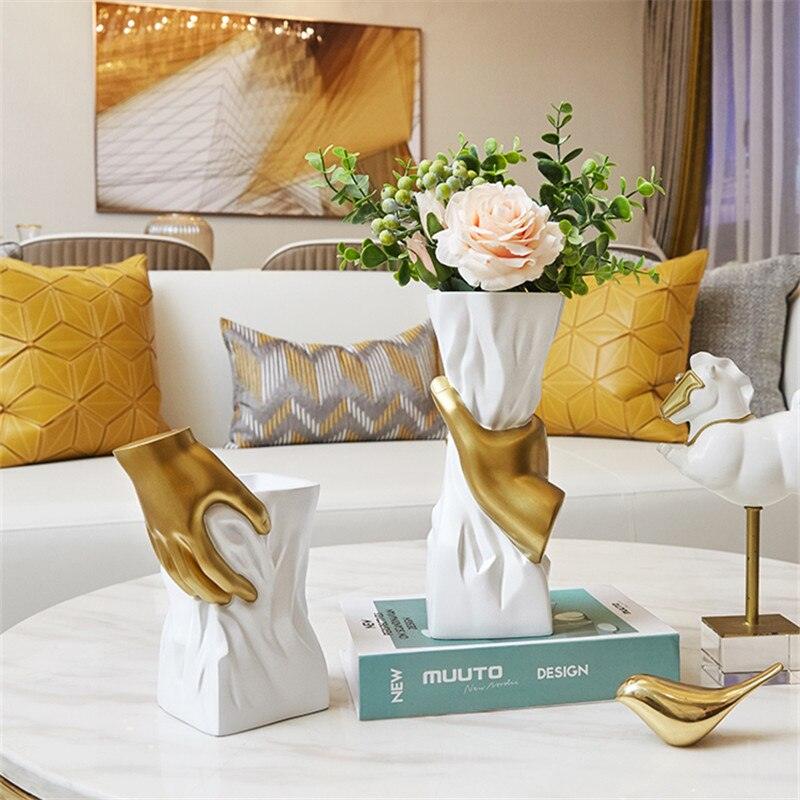 Creative Decorative White and Gold Modern Vase  