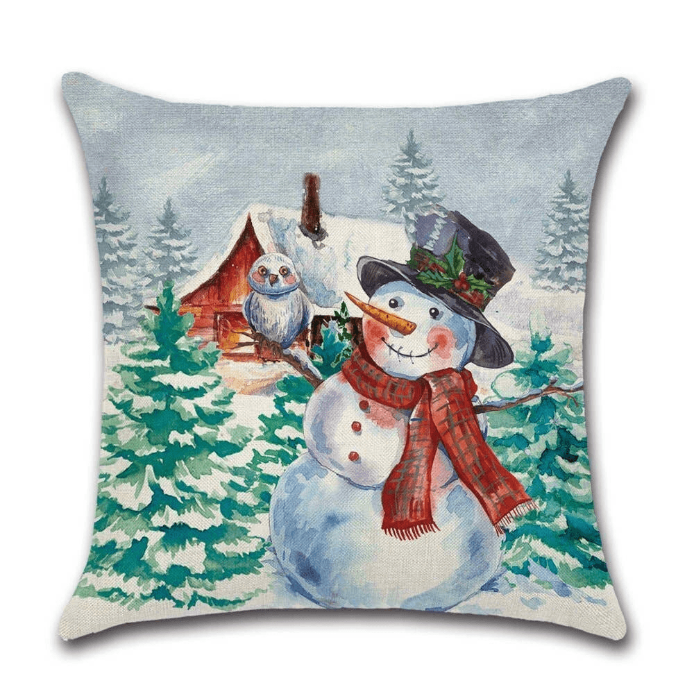 Cushion Cover Christmas - Snowman & Owl  