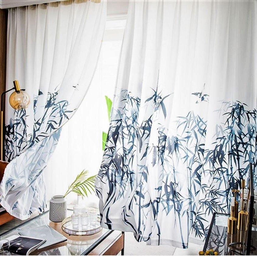 Evela bamboo pattern custom made sheer curtain  
