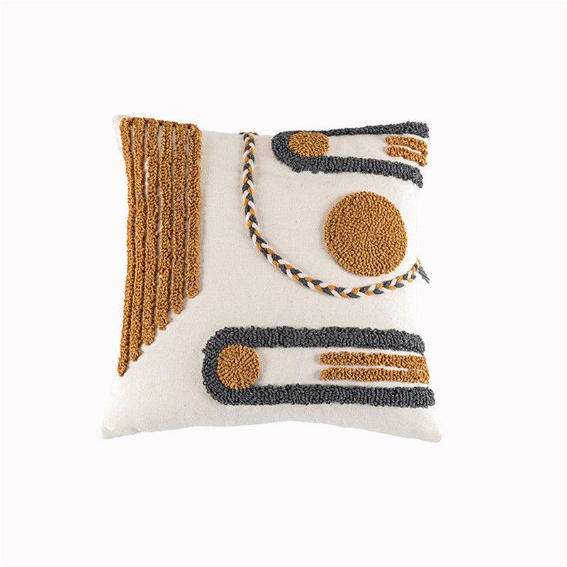 Exquisite Indian Hand-Tufted Cushion Cover - Ethnic Style with Braid Loop Velvet for a Luxurious and Artisanal Throw PillowB  