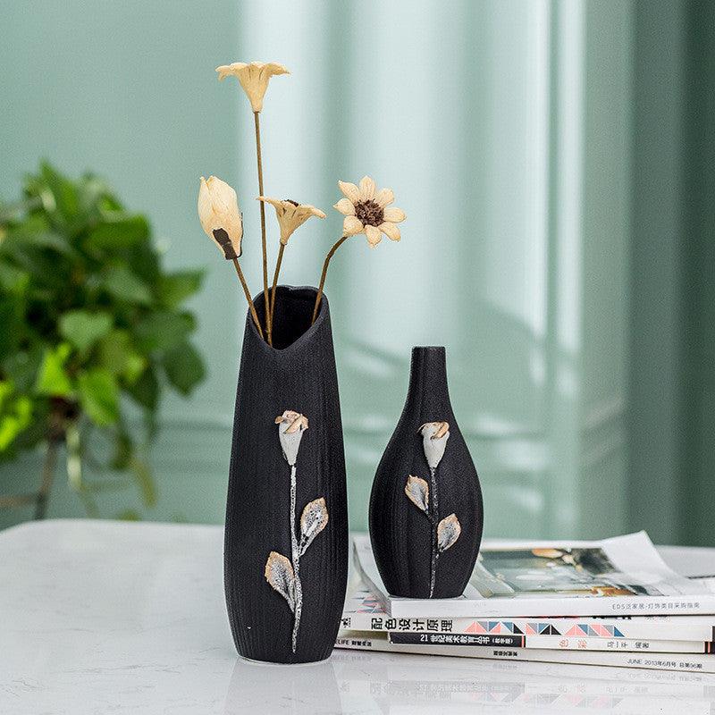 Handmade Black Elegant Home Decoration Ceramic Vase  