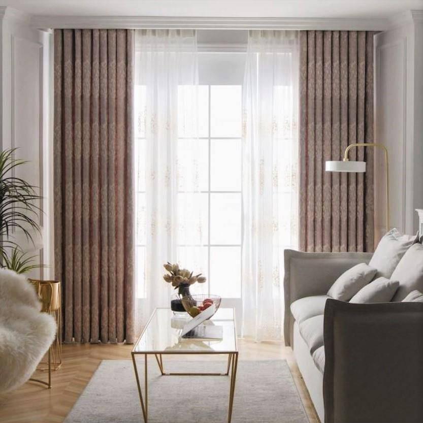 Naelo brown color jacquard custom made curtain  