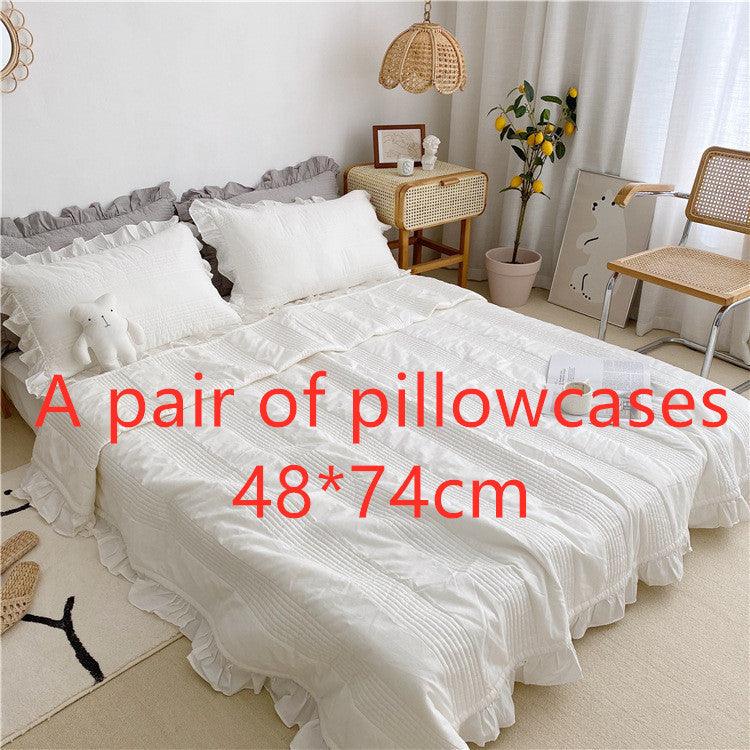 Pure Cotton Summer Quilt: Luxuriously Thick Bed SheetWhite Pillowcases 48x74cm 