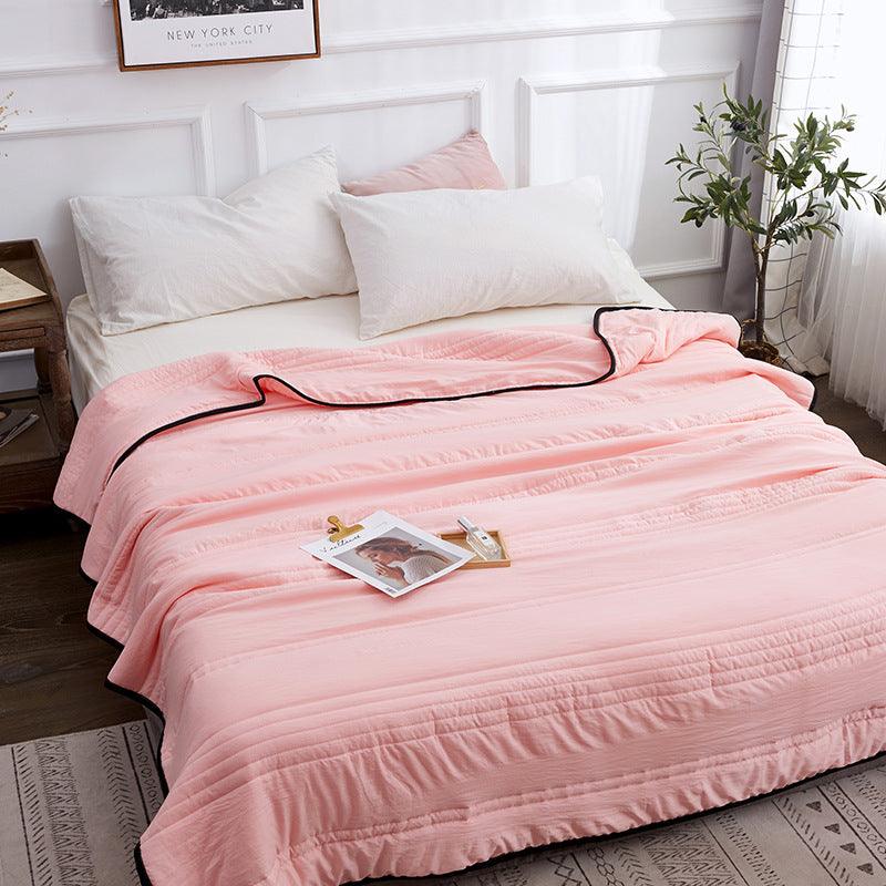 Renew Your Comfort: Washed Cotton Solid Color Bed CoverLight Pink 100x150cm 