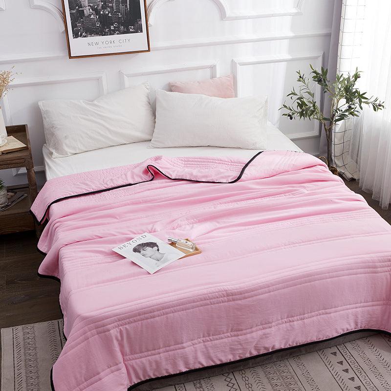 Renew Your Comfort: Washed Cotton Solid Color Bed CoverPink 100x150cm 