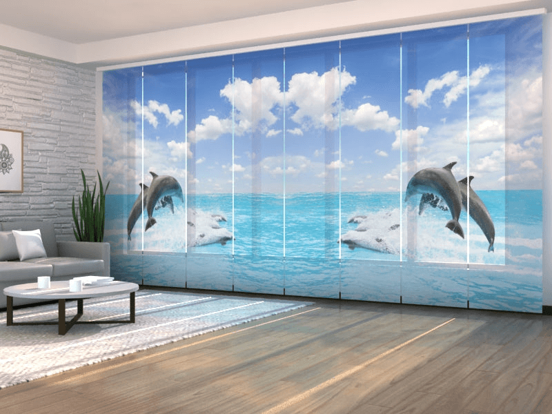 Set of 8 Happy Dolphins Panel CurtainsScreen 40 140