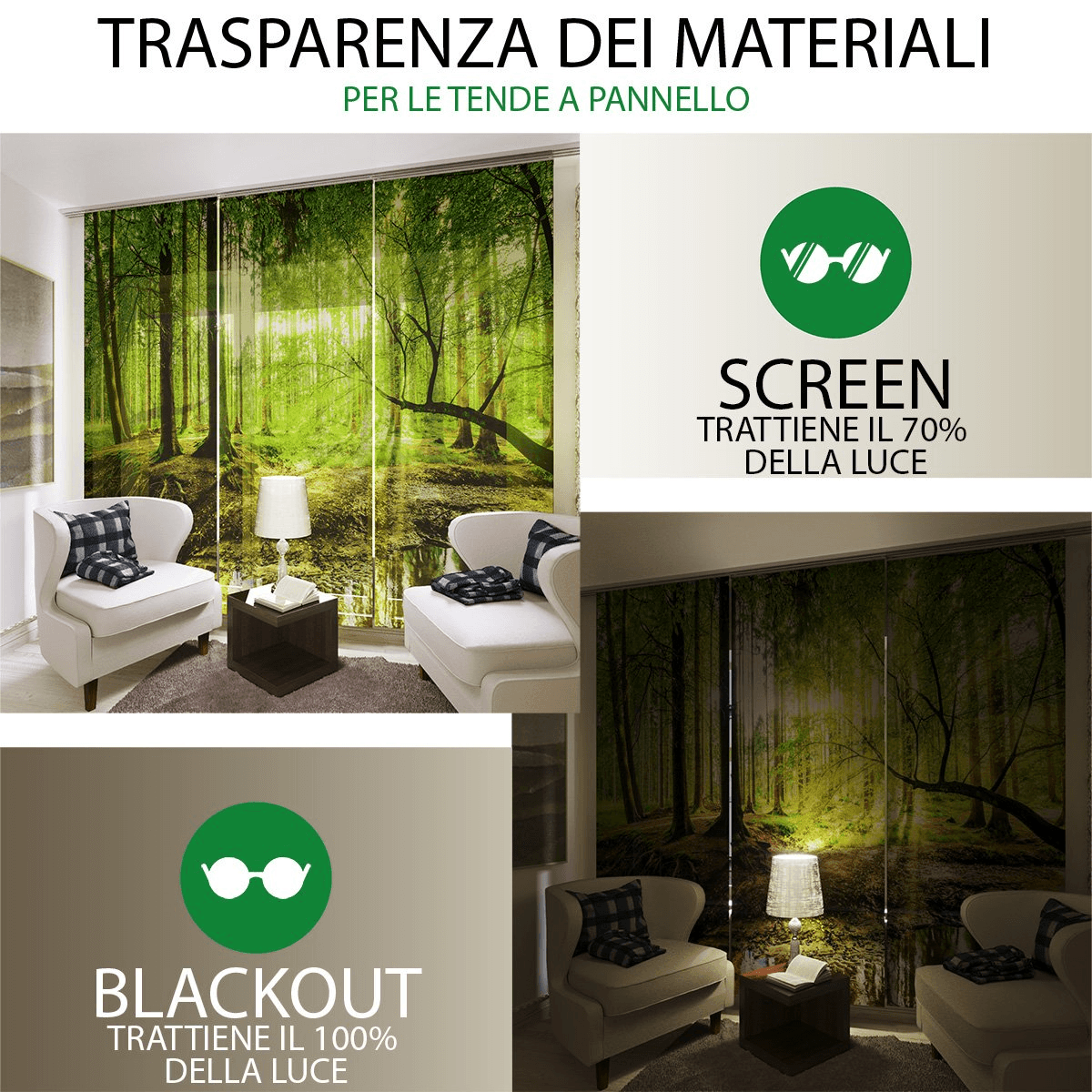 Set of 8 Panel Curtains: The Gardens of Villa Rufolo on the Amalfi Coast  