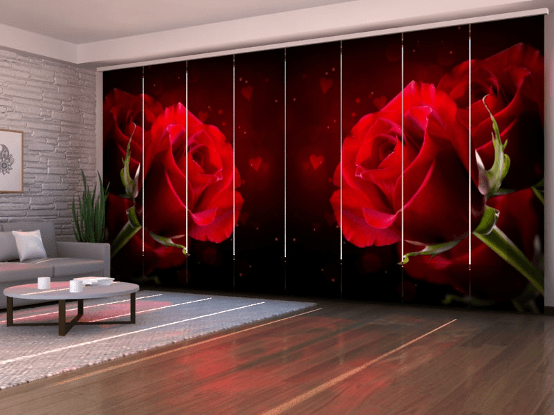 Set of 8 Red Roses Panel CurtainsBlackout 40 160