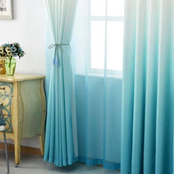 Shela gradient color custom made curtainBlue 100 cm x 250 cm Pencil Pleat