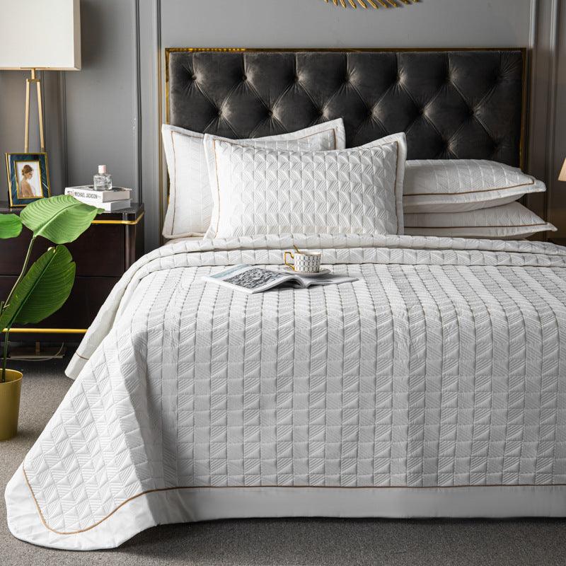 Simple Elegance: Three-Piece Solid Color Quilted Bed Cover SetWhite 200X230cm 1pc 
