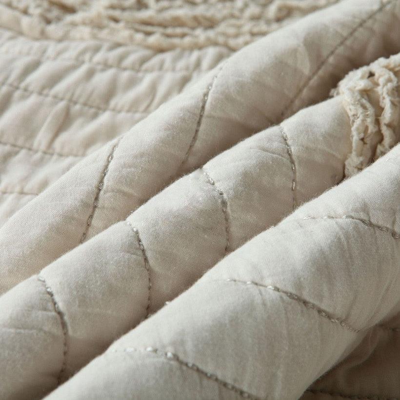 Timeless Beauty: Chic Elegance in Every Stitch - Embroidered Pure Cotton Quilted Bed Cover  