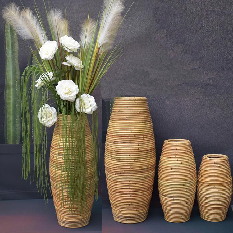 Natural Color Indonesian Rattan Interior Decoration Vase  